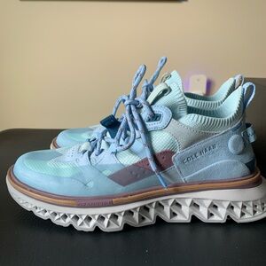 Cole Haan Blue and White Modern Sneakers with Geometric Midsole